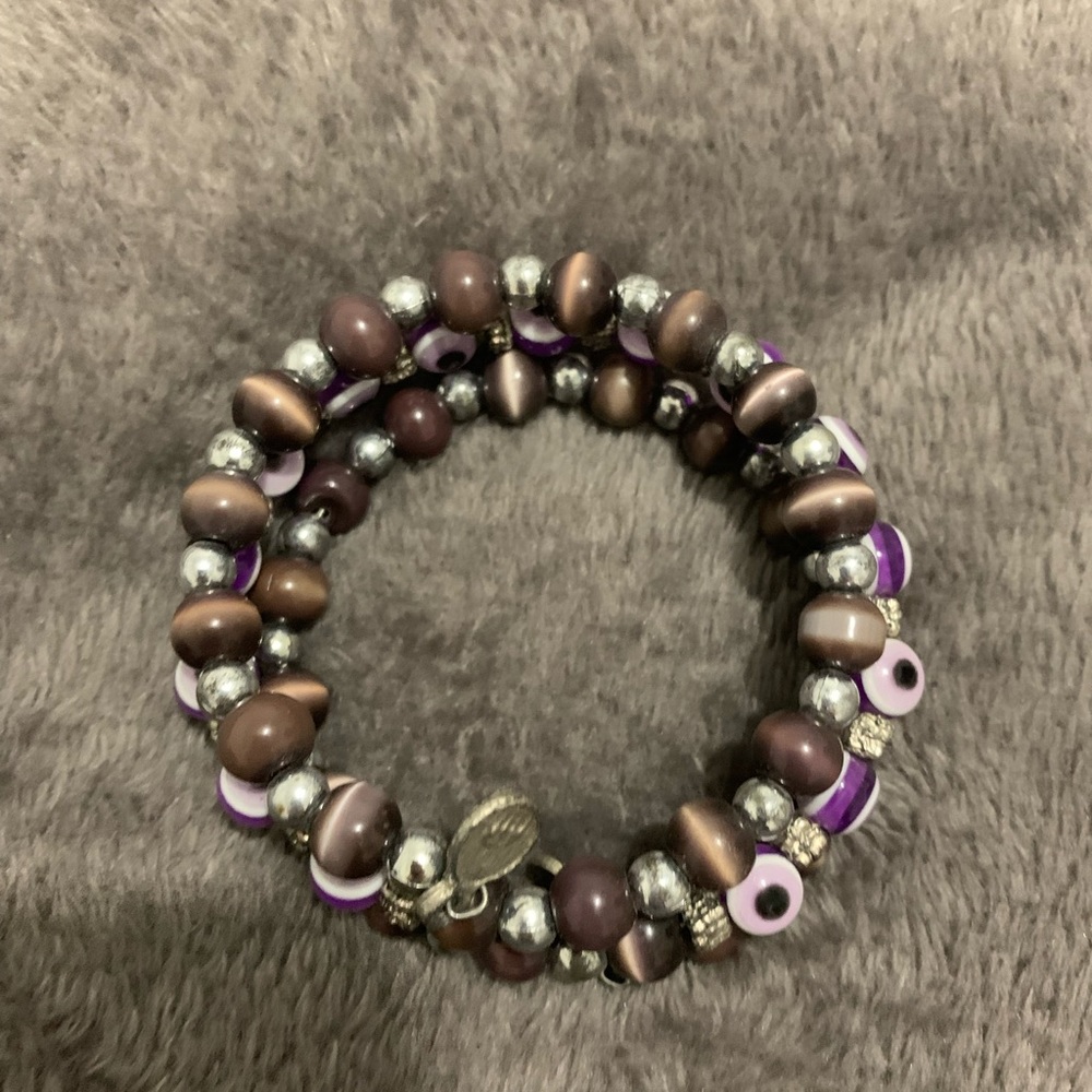 Esoteric Gypsy Purple Tigereye Charm Bracelet